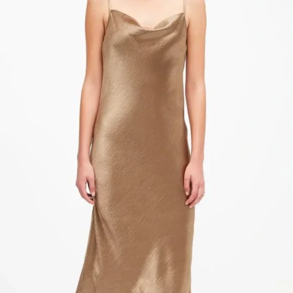 Banana Republic | Dresses | Banana Republic Cowlneck Satin Slip Dress Gold  | Poshmark